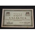 1937 - BARCELONA  - 25 CENTIMOS - ALIANÇA - ALIANZA SALUD - BILLETE