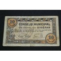 1937 BINEFAR - 10 CENTIMOS -HUESCA - BILLETE PAPAEL MONEDA
