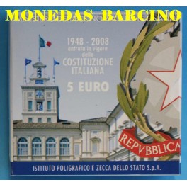 2008 - ITALIA - 5 EUROS -  ANIVERSARIO CONSTITUCION