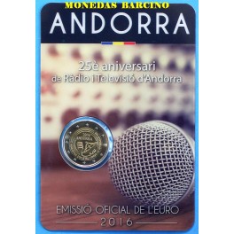 2016 - ANDORRA - 2 EURO - COINCAR -  RADIO Y TELEVISION