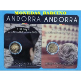 2016 - ANDORRA - 2 EURO -2 COINCAR -RADIO Y TELEVISION Y NUEVA REFORMA