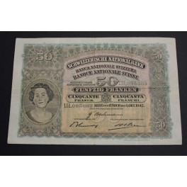 1942 -SUIZA -  50 FRANKEN - SWITZERLAND -  BILLETE - BANKNOTE