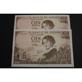 1965- ESPAÑA - 100  PESETAS - MADRID - BECQUER- BILLETE - BANKNOTE