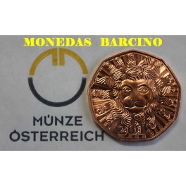 2018 - AUSTRIA - 5 EUROS - COBRE - LEON - OSTERREICH