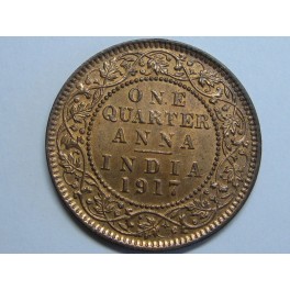 1817- INDIA  - 1 QUARTER ANNA - KING EMPEROR GEORGE V - BRITISH