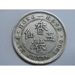 1900- HONG KONG - 5 CENTS - VICTORIA - CHINA 