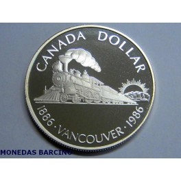1986 - CANADA -  DOLLAR  - PROOF -  VANCOUVER   1886-1986  -PLATA