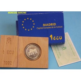 1992 - ESPAÑA - 1 ECUS -MADRID - PUERTA ALCALA -PLATA -monedasbarcino.com