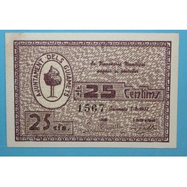 1937 - GUIAMETS - 25 CENTIMOS - TARRAGONA - BILLETE PUEBLO