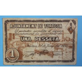 1937 - TORTOSA - 1 PESETA TARRAGONA - BILLETE  PUEBLO-monedasbarcino.com