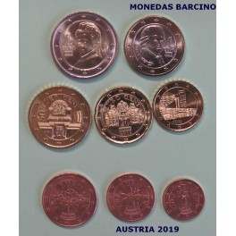 2019 - AUSTRIA - EUROS - COLECCION 8 MONEDAS  EN TIRA - MUNZE OSTERREICH
