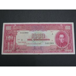 1945 BOLIVIA - 1000 BOLIVIANOS - SIMON BOLIVAR -BILLETE - BANKNOTE