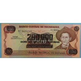 1985 NICARAGUA - 200.000 CORDOBAS - BANCO CENTRAL - BILLETE - BANKNOTE