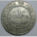 1837 ISABEL II - 1 PESETA - BARCELONA. monedasbarcino.com