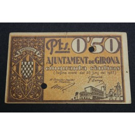 1937  - GIRONA - 50 CENTIMOS - GERONA - BILLETE