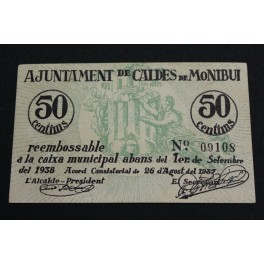 1937 - CALDES DE MONTBUI - 50 CENTIMOS - BARCELONA - BILLETE PUEBLO