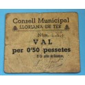 LLORIANA DEL TER - 0,50 PESETAS - BARCELONA - BILLETE PUEBLO