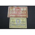 1938 - ALICANTE - 25 CENTIMOS - 1 PESETA - 2 BILLETES PAPEL MONEDA