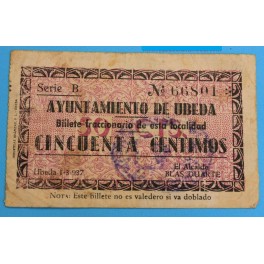 1937 UBEDA - JAEN - 50 CENTIMOS - BILLETE PAPEL MONEDA