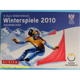 2010 - AUSTRIA -5 EUROS - SNOWBOARD - PLATA -OSTERREICH