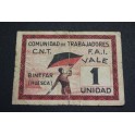 1937 - BINEFAR  - HUESCA - 1 UNIDAD - BILLETE PAPAEL MONEDA