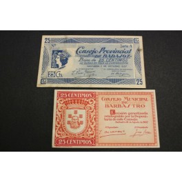 1937 - BARBASTRO - BADAJOZ -  25 CENTIMOS - BILLETE PAPEL MONEDA-monedasbarcino