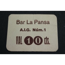 1937 - BARCELONA - BAR LA PANSA - 10 CENTIMOS -BILLETE PAPEL MONEDA