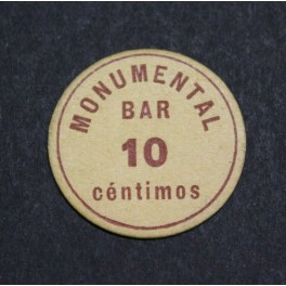 1937 - BARCELONA -  GRACIA - BAR MONUMENTAL - 10 CENTIMOS -BILLETE PAPEL MONEDA