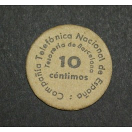 1937 - BARCELONA - COMPA&Ntilde;IA TELEFONICA - 10 CENTIMOS -BILLETE PAPEL MONEDA