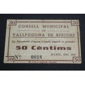 1937 - VALLFOGONA DE RIUCORP - 50 CENTIMOS - BILLETE PAPEL MONEDA