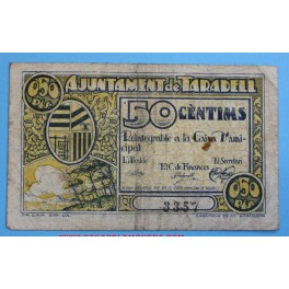 1936-TARADELL - 50 CENTIMOS - BARCELONA - BILLETE PUEBLO
