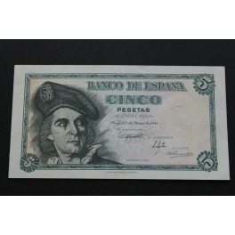 1948 - ESPAÑA - 5 PESETAS  - ELCANO- BILLETE -ESTADO ESPAÑOL