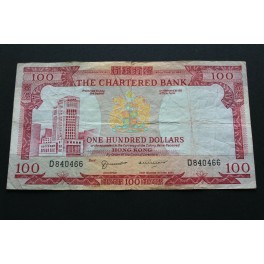 1970-1975 HONG KONG -100 DOLLARS- CHARTERED BANK- BILLETE BANKNOTE 