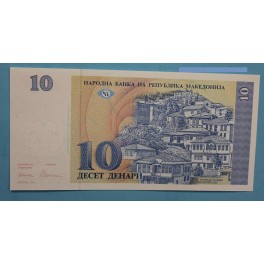 1993 MACEDONIA-10 DENARI-BANK-BILLETE- BANKNOTE