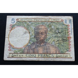 1941 AFRICA -5 FRANCS- FRANCAISE LIBRE- BILLETE-BANKNOTE