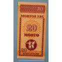 1993 MONGOLIA -20 MONGO - BILLETE - BANKNOTE