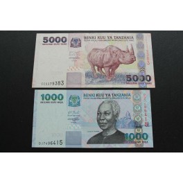 2003 TANZANIA-1000- 5000 SCHILLINES -2 BILLETE - 2 BANKNOTE