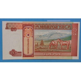 1993 MONGOLIA -20 TUGRIK - BILLETE - BANKNOTE