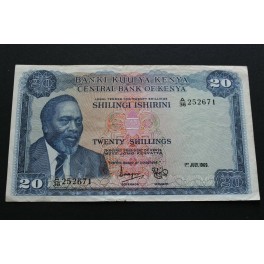 1969 KENYA -20 SHILINGI -KENIA-AFRICA BILLETE - BANKNOTE