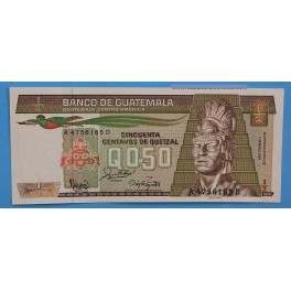 1987 GUATEMALA - BILLETE - 1/2 QUETZAL - 50 CENTAVOS -CENTRO AMERICA