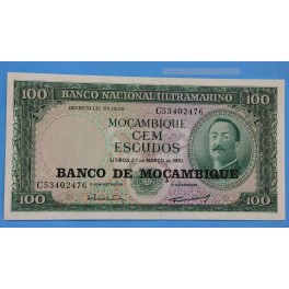 1961 MOZAMBIQUE- 100 ESCUDOS -BILLETE -AIRES DE ORNELLA