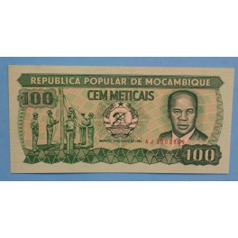 1983  MOZAMBIQUE - 100 METICAIS - MAPUTO -BILLETE