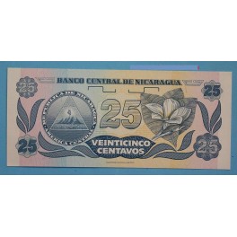 1991 NICARAGUA - 25 CENTAVO DE CORDOBA - BANCO CENTRAL - BILLETE - BANKNOTE