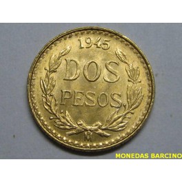 1945 - MEXICO - 2 PESOS - ORO - AGUILA