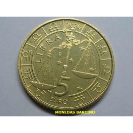 2020 - LIBRA - 5 EUROS - SAN MARINO - SIGNO DEL ZODIACO -