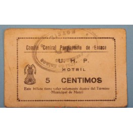 MOTRIIL - GRANADA - 5 CENTIMOS -  BILLETE PAPEL MONEDA