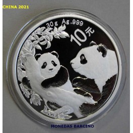 2021  -  OSO PANDA - 10 YUAN  - CHINA - ONZA - PLATA