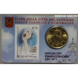 2011- VATICANO - 50 CENTIMOS - COINCARD 1- PABLO II