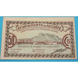 1937 - ALICANTE - 50 CENTIMOS - BILLETE PAPEL MONEDA