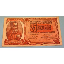 1937 - BURRIANA - CASTELLON - 25 CENTIMOS - BILLETE PAPEL MONEDA